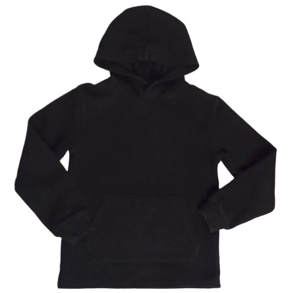 H&M Boys Black Waffle Hoodie Kangaroo Pocket Size 8 Excellent Condition - Picture 2 of 15